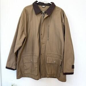 Marlboro Style Canvas Barn Coat Leather Collar XL Tan Cotton Outdoor Western